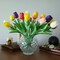 24pcs Multicolor Artificial Tulips Flowers Bouquet Flower Arrangement